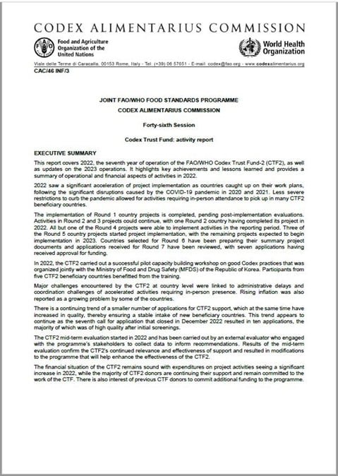 FAO/WHO Codex Trust Fund - 2022 Annual Report