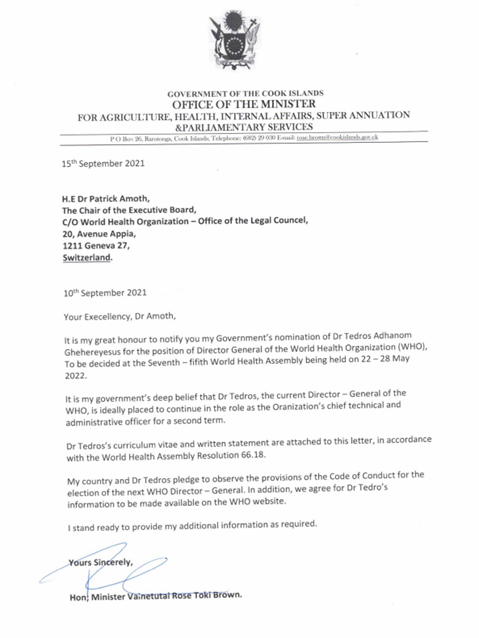 Proposals from Cook Islands